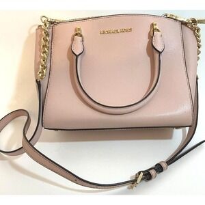 Michael Kors Medium Pink Leather Purse Satchel Crossbody Bag Convertible Strap